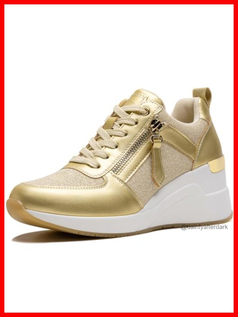 Women's Wedge Sneakers Platform Tennis Shoes with Lace-Up Closure - Breathable